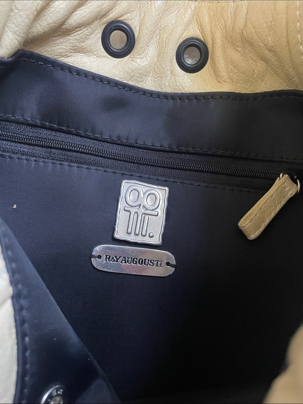 R&Y Augousti Cream Shoulder Bag with Fish Appliqué embroidered - Picture 7 of 10